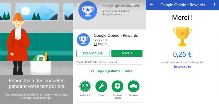 illustration Google Opinion Rewards appli rémunérée